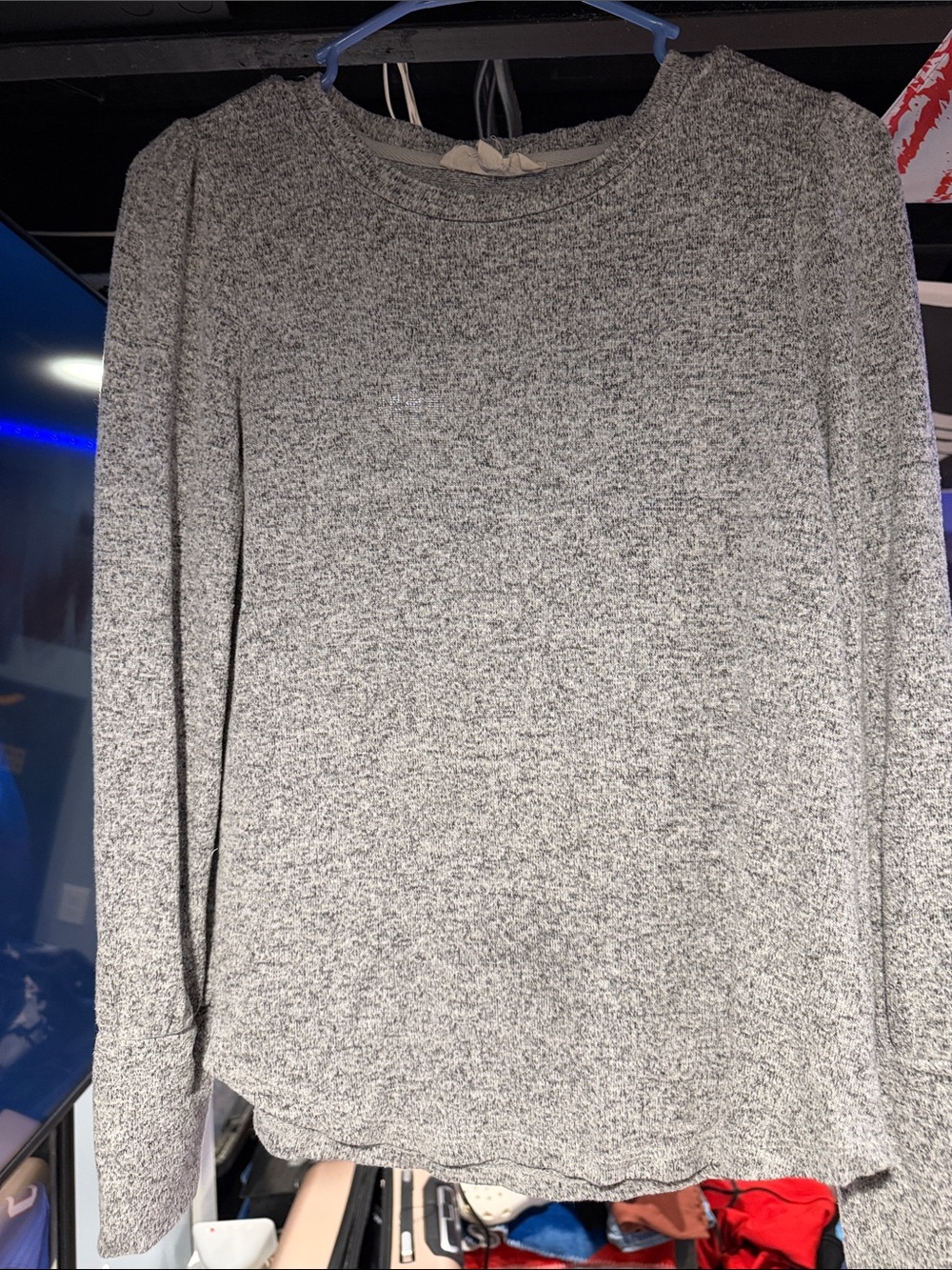 Pink Rose Heather Gray Crew Neck Sweater